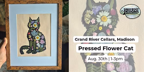 Framed Pressed Flower Cat | Grand River Cellars