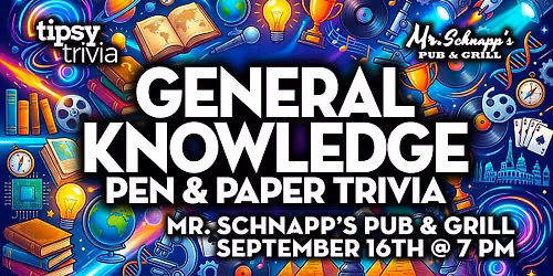 Calgary: Mr. Schnapps - Pen & Paper General Knowledge Trivia - Sep 16, 7pm