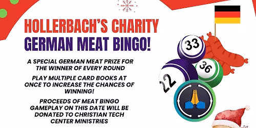 German Meat Bingo Benefitting Christian Tech Center Ministries