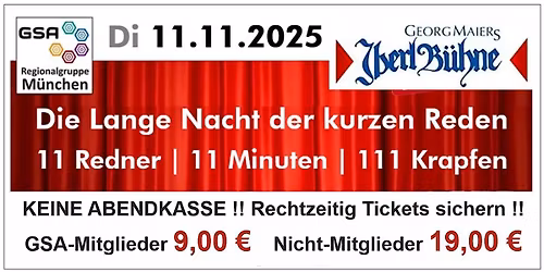 Die Lange Nacht der kurzen Reden - 11 Redner je 11 Minuten und 111 Krapfen