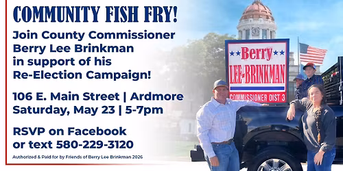 Re-Elect Berry Lee Brinkman Community Fish Fry