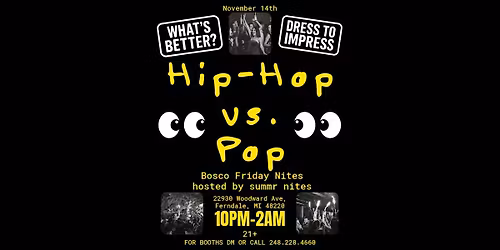 Hip-Hop vs. Pop Party - Bosco Friday Nites - November 14th