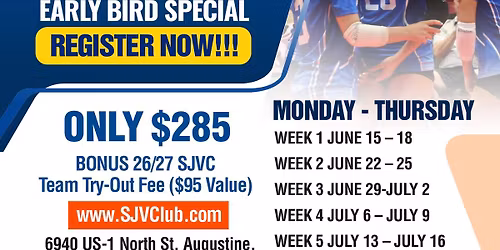 SJVC Volleyball Camp: 4th-6th Grade - Week 1 