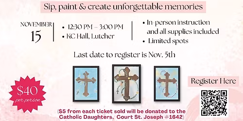 Paint & Sip - Cross and Rosary Canvas Painting