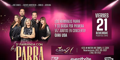 Los Hermanos Parra junto a Cachita Montalvo en Casa 21 de Tampa