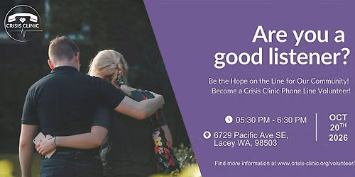 \u2764\ufe0f Are you a good listener? Learn about becoming a Crisis Clinic Volunteer!
