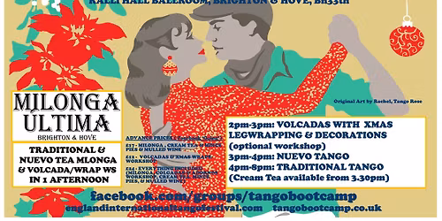 TangoBootCamp Xmas Cream Tea Milonga, Traditional & Nuevo & Workshop, Brighton (Sun Dec 14 2025)