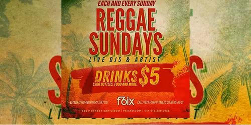 REGGAE SUNDAYS AT F6IX | NOVEMBER 30TH EVENT