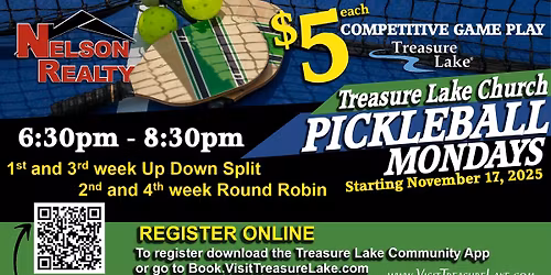 Pickleball Mondays at Treasure Lake Church