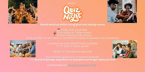 Fundraising Speed Quiz at Pelhams Bowls Club