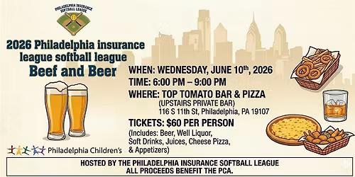 Philadelphia Insurance Softball League Beef & Beer 2026