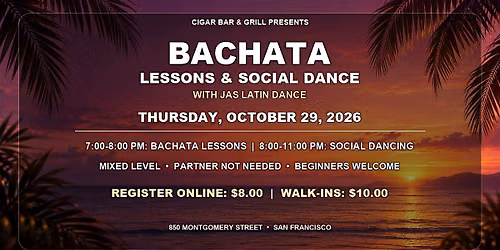 Bachata Party with JAS Latin Dance - Thursday, October 29, 2026