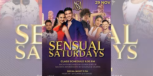 Sensual Saturdays! FREE Bachata Class (w Cover), Social Dance and more!