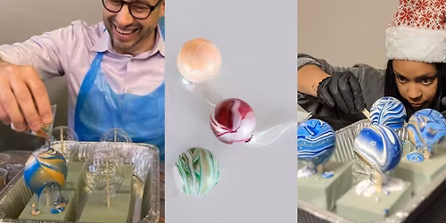 Acrylic Pouring on Christmas Ornament at Stockyard Brewery