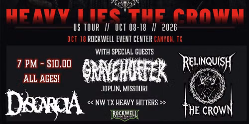 Dark Horse Prophet, Gravehuffer, Dyscarcia, & Relinquish The Crown at Rockwell Event Center