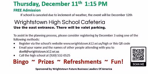 15th Annual Wrightstown FBLA Senior Citizen\/Grandparents Christmas Party