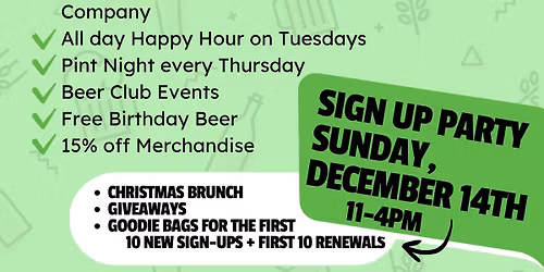 2026 Zero One Beer Club Sign Up Party