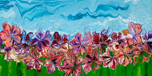 Fluid Art \u2018Flower Garden Balloon Kiss\u2019 Canvas Workshop 