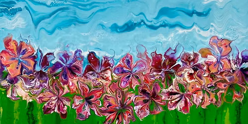 Fluid Art \u2018Flower Garden Balloon Kiss\u2019 Canvas Workshop