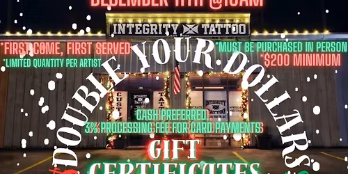 Double Dollars Gift Certificate Sale