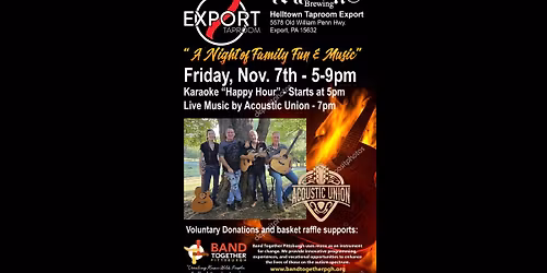 11\/7 Acoustic Union @ Helltown Taproom Export, PA 5-9pm