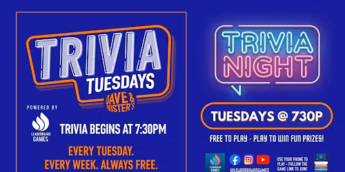 Trivia Night | Dave & Buster's - Greenwood IN - TUE 730p  @LeaderBoardGames