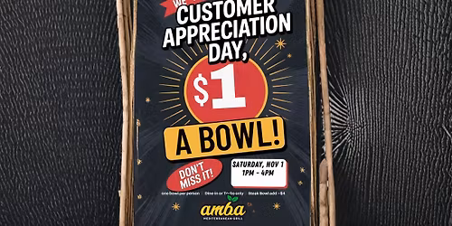 Amba's $1 Bowl Day: Our Thank You to YOU