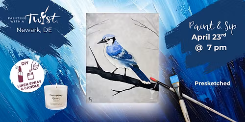 \ud83c\udfa8Thirsty Thursday - Paint & Sip - Newark, DE - Blue Jay *Presketched*