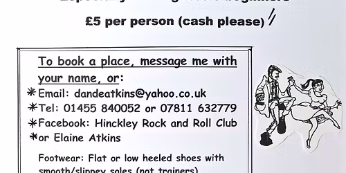 "New" BEGINNERS JIVE LESSON, for single\/solo dancers, 7.30 to 8.15pm (before Jive Night)