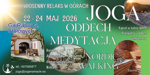 Wiosennie - Hata Joga, Medytacja, Joga Nidra, Pranajamy i oddech funkcjonalny, relaksacja, Nordic W 