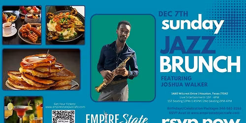 12\/7 - Sunday Jazz Brunch w\/ Joshua Walker (Noon Seating)