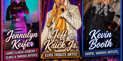Saturday June 6th, 2026 Legend Tribute Artists Jennalyn Keifer & Kevin Booth & Jeff Krick Jr.