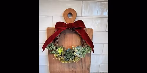 Live Succulent Wreath with Charcuterie Board Stand at Stone Farm Cellar & Vineyard