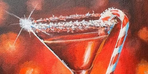 Martini Glass Candy Cane Canvas