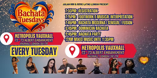 Bachata Tuesdays at METROPOLIS LONDON - Bachata Classes & Party