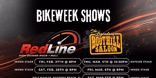 RedLine ROCKS Bikeweek 2026 at Boothill Saloon (Inside Stage)