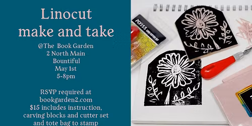 First Friday Linocut Make and Take at The Book Garden