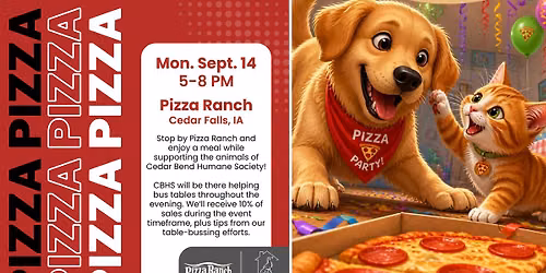 Pizza Ranch Fundraiser for Cedar Bend Humane Society