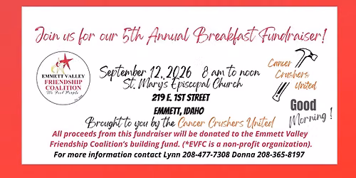 Emmett Valley Friendship Coalition 5th Annual Breakfast Fundraiser