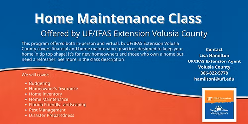 July 20, 2026, Home Maintenance Class