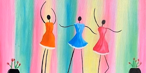 "Three Ballerinas" twirl on over to this fun Paint and Sip painting