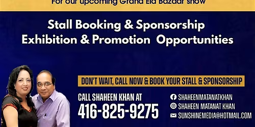 Sunshine' 21st annual EID Bazaar 2026 @Ikon Event Space VENDOR OPPORTUNITY!