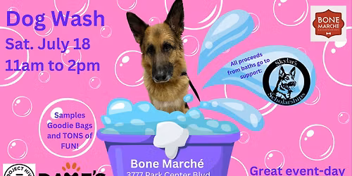 Dog Wash to benefit Skylar's Scholarships with Dave's Pet Food & Project Hive
