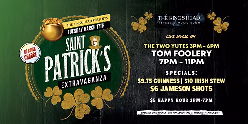 St. Patrick\u2019s Day Extravaganza at The Kings Head