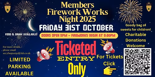 Members Firework Night 2025 at Bognor Regis Golf Club