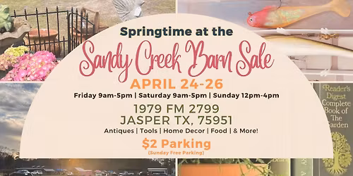 APRIL SANDY CREEK BARN SALE