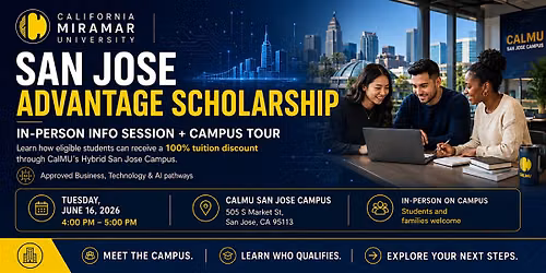 100% Tuition Discount for Eligible Students-San Jose Advantage Scholarship