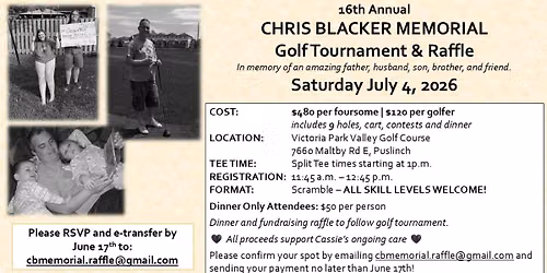 16th Annual Chris Blacker Memorial Golf Tournament & Fundraiser