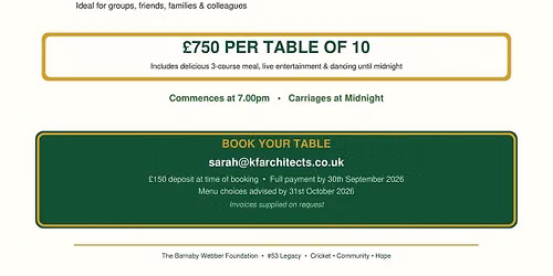 The Barnaby Webber Foundation Charity Ball 2026