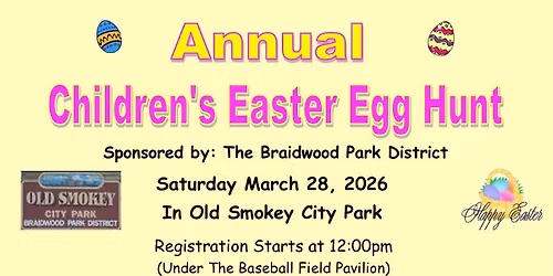 Braidwood Park District's Annual Children's Easter Egg Hunt & Basket Giveaway